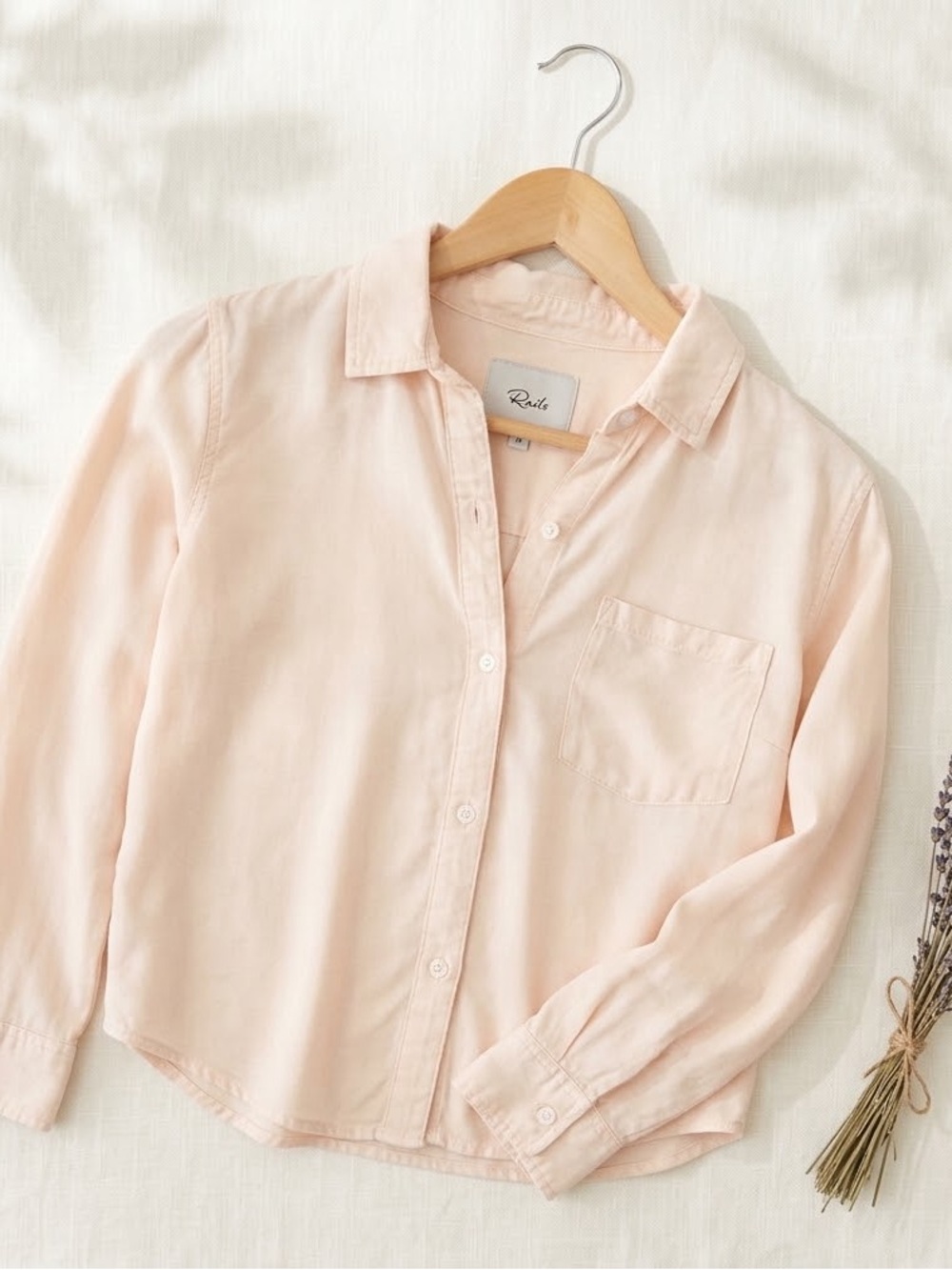 Rails Blush Pink Button Down Shirt Long Sleeve Soft Twill Pocket Size Small S